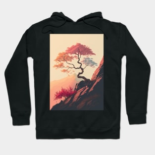 The Japanese Maple's Perch: A Pastel Oasis Hoodie